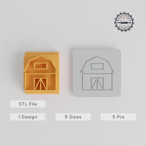 Barn Stamp Tile Set, 5 Motif Sizes for Clay, Cookies & Fondant, Agriculture & Thanksgiving Decoration PRODUCT_5229