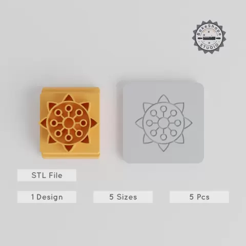 Mandala Stamp Tile Set, 5 Motif Sizes 20-40mm, Perfect for Clay, Cookies, Fondant, Geometric Circle Pattern, Symbolic Art, Cultural Design PRODUCT_5203
