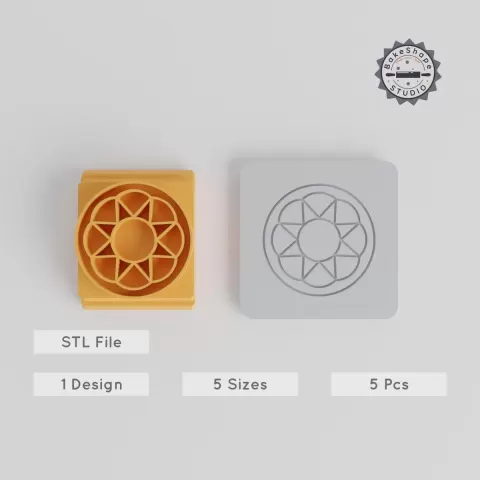 Mandala Stamp Tile Set, 5 Geometric Pattern Designs, Sizes 20-40mm, Perfect for Clay, Cookies & Fondant PRODUCT_5185