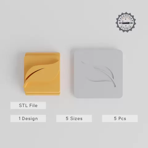 Leaf Stamp Tile Set, 5 Sizes - 20 to 40mm, Perfect for Clay, Cookies & Fondant, Nature Motif, Greenery Design, Foliage Craft Collection PRODUCT_5122