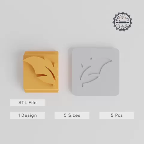 Leaf Stamp Tile Set, 5 Sizes, Perfect for Clay, Cookies & Fondant, Nature Greenery Motif PRODUCT_5083
