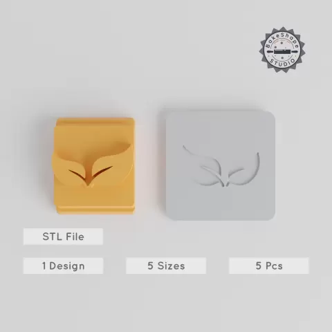 Leaf Stamp Tile Set, 5 Motif Sizes, Perfect for Clay, Cookies & Fondant, Nature Leaf Design, Botanical Art, Vegan Symbol PRODUCT_5090