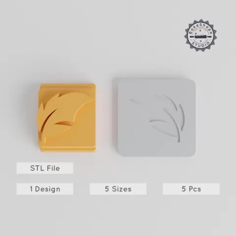 Leaf Stamp Tile Set, 5 Sizes 20-40mm, Perfect for Clay, Cookies & Fondant PRODUCT_5086