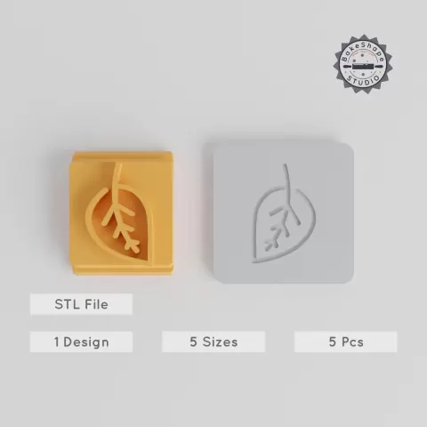 Leaf Stamp Tile Set, 5 Motif Sizes 20-40mm, Perfect for Clay, Cookies & Fondant PRODUCT_5057