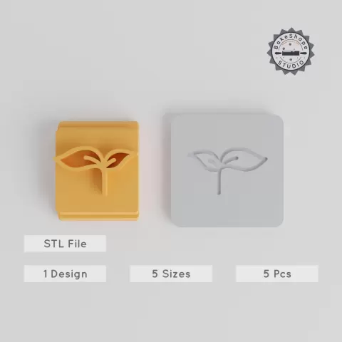 Leaf Stamp Tile Set, 5 Sizes 20-40mm, Clay & Cookie Crafting, Nature Motif, Perfect for Fondant & Soft Materials PRODUCT_5011
