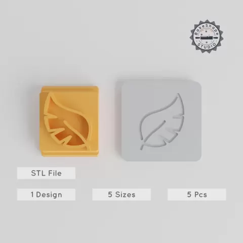 Leaf Stamp Tile Set, 5 Sizes, Botanical Design, Perfect for Clay, Cookies & Fondant PRODUCT_5032
