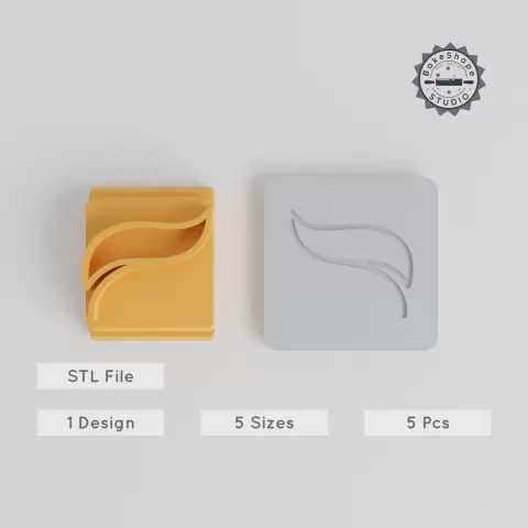 Leaf Stamp Tile 5-Piece Set, 20-40mm Sizes, Perfect for Clay, Cookies & Fondant, Nature Motif, Foliage Craft Tool Collection PRODUCT_5031