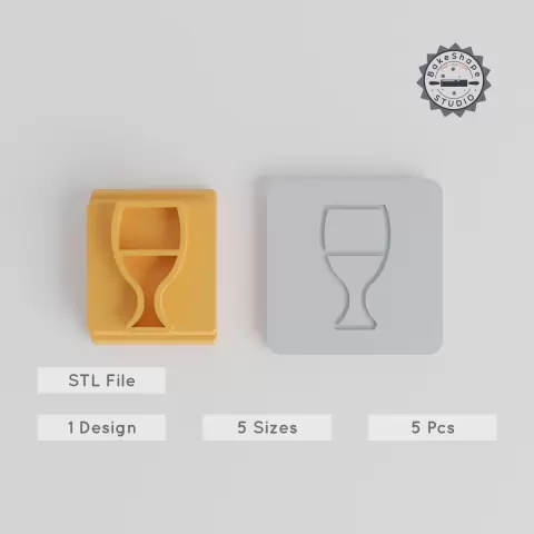 Wine Glass Stamp Tile Set, 5 Motif Sizes, Perfect for Clay, Cookies & Fondant PRODUCT_4784
