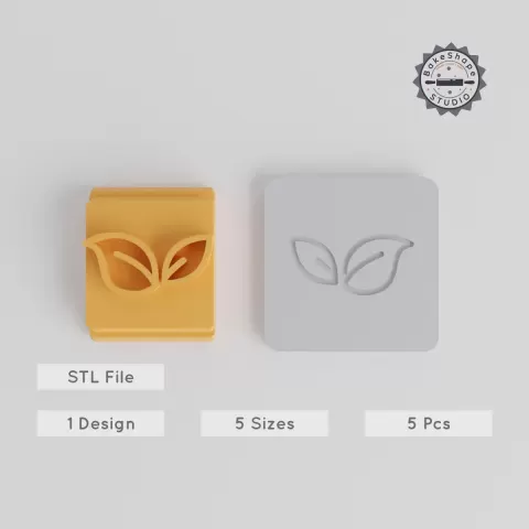 Leaf Stamp Tile Set, Nature Motif, 5 Sizes 20-40mm, Perfect for Clay, Cookies & Fondant PRODUCT_4995