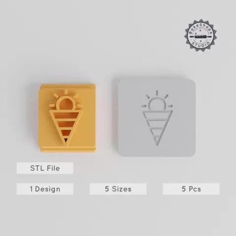 Sun Rising Stamp Tile Set, 5 Sizes for Clay & Cookies, Morning Sun Motif, Perfect for Fondant, Party & Celebration Designs PRODUCT_4770