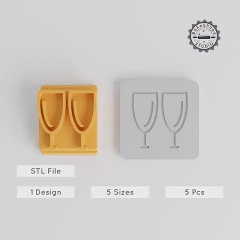 Wine Glass Stamp Tile Collection, 5 Sizes, Perfect for Clay, Cookies & Fondant PRODUCT_4783