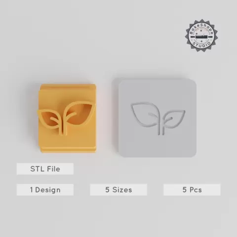 Leaf Stamp Tile Set, 5 Sizes: 20-40mm, Perfect for Clay, Cookies & Fondant, Nature Motif for Soft Materials PRODUCT_4989