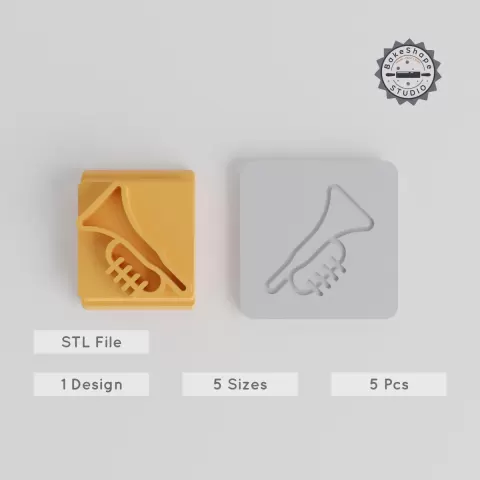 Tuba Stamp Tile Set, 5 Sizes, 20-40mm, Ideal for Clay, Cookies & Fondant, Party Celebration, Music & Brass Instrument Design PRODUCT_4779