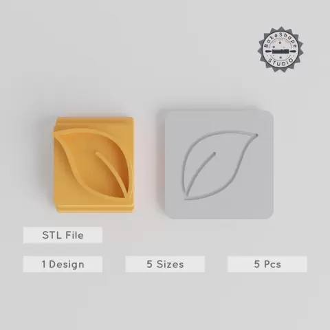 Leaf Stamp Tile Set, 5 Sizes for Clay, Cookies & Fondant, Nature & Plant Motif, Eco-Friendly Design, 20-40mm PRODUCT_4998