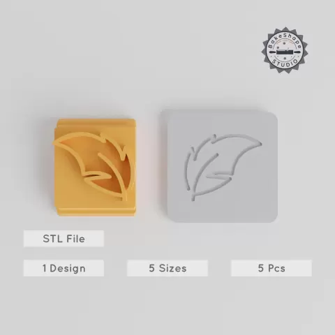 Leaf Stamp Tile Set, 5 Sizes, Perfect for Clay, Cookie & Fondant Motifs, Botanical Designs for Soft Materials PRODUCT_4992
