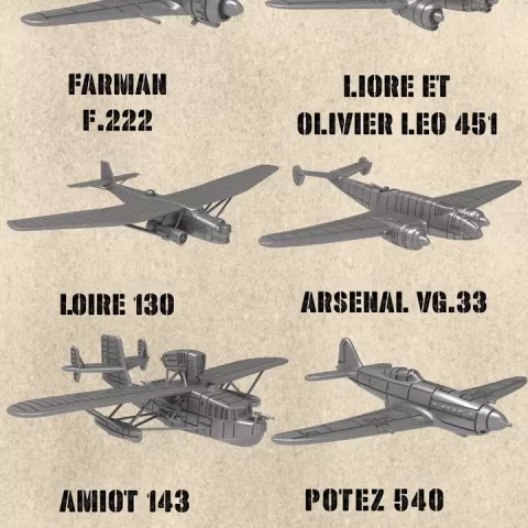 STL PACK - 15 FRENCH Battle planes of WW2 (Volume 8) (scale 1:200) by Wargame3d