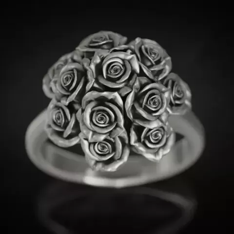 Floral Rose Cluster Ring