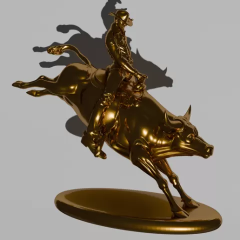 ULTIMATE RODEO COWBOY TROPHY – BULL RIDER ACTION STATUE | HIGH DETAIL 3D PRINT STL