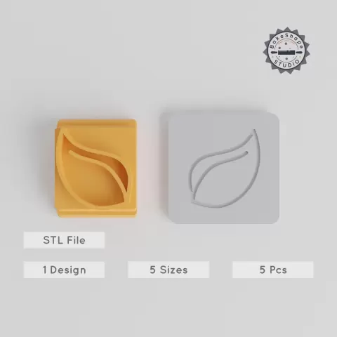 Leaf Stamp Tile Collection, 5 Sizes, Perfect for Clay, Cookie & Fondant, Botanical Motif 20-40mm, Nature-Inspired Design PRODUCT_4999