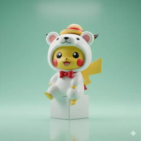Pikachu (Bepo Cosplay) — Pokémon / One Piece collectible figurine Printable shelf decor anime figurine 3D Model STL anime figurine for Resin and FDM Printers