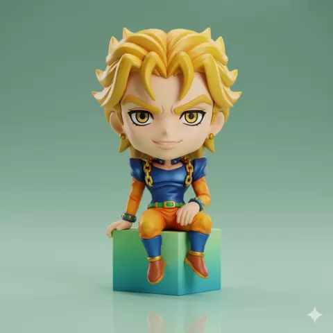 Dio Brando — JoJo’s Bizarre Adventure chibi Cool Looking anime anime figurine 3D Model STL File designer toy Ready for Your Next 3D Print Project