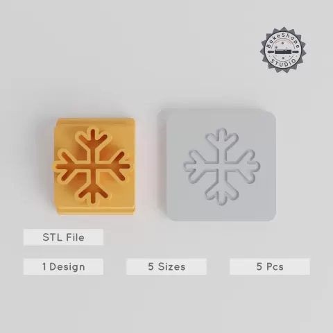 Snowflake Stamp Tile Set, 5 Sizes, Winter Cookie & Clay Motif, Perfect for Fondant & Soft Materials PRODUCT_4753