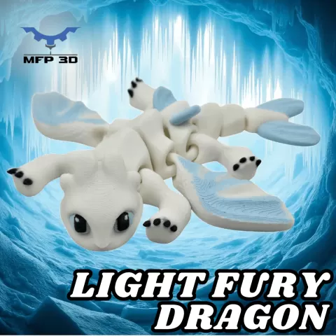ARTICULATED LIGHT FURY DRAGON - MFP3D -NO SUPPORT - PRINT IN PLACE - STL - 3MF - SENSORY TOY-FIDGET