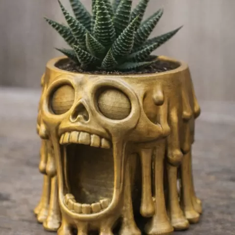 Dripping Skull Planter STL, Succulent Pot 3D Print File, Gothic Plant Holder, Halloween Decor, Resin PLA Printable Model