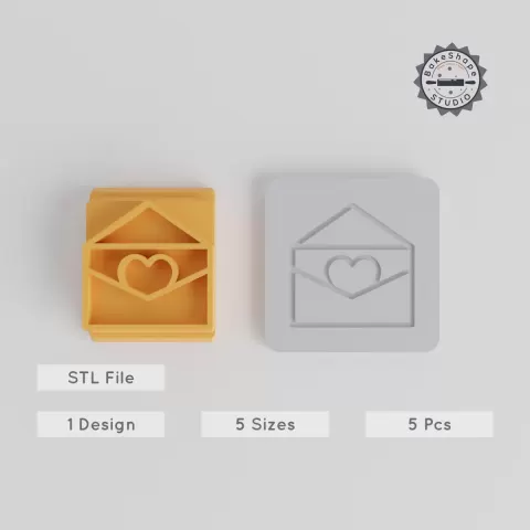 Love Letter Stamp Tile Set, Heart Envelope Decor, 5 Sizes, Perfect for Clay, Cookie & Fondant Crafting PRODUCT_4697