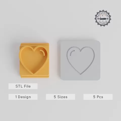 Heart Stamp Tile Set, 5 Sizes, 20-40mm, Perfect for Clay, Cookies & Fondant, Party & Celebration Decor PRODUCT_4675