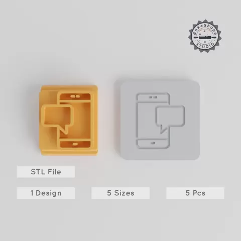 Mobile Message Stamp Tile Set, 5 Motif Sizes, Ideal for Clay, Cookies & Fondant PRODUCT_4701