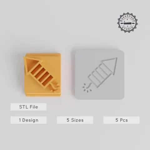 Firework Rocket Stamp Tile Set, 20-40mm Motif Sizes, Perfect for Clay, Cookies & Fondant PRODUCT_4651
