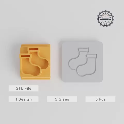 Christmas Stocking Stamp Tile Set, 5 Sizes, Perfect for Clay & Fondant, Holiday Sock Design for Cookies PRODUCT_4618