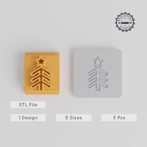 Christmas Tree Stamp Tile Set, 5 Sizes, Perfect for Clay, Cookies & Fondant PRODUCT_4625