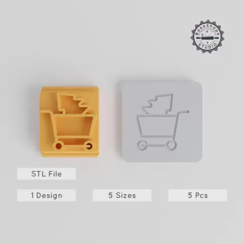 Christmas Trolley Stamp Tile Set, 5 Sizes 20-40mm, Perfect for Clay & Fondant PRODUCT_4627