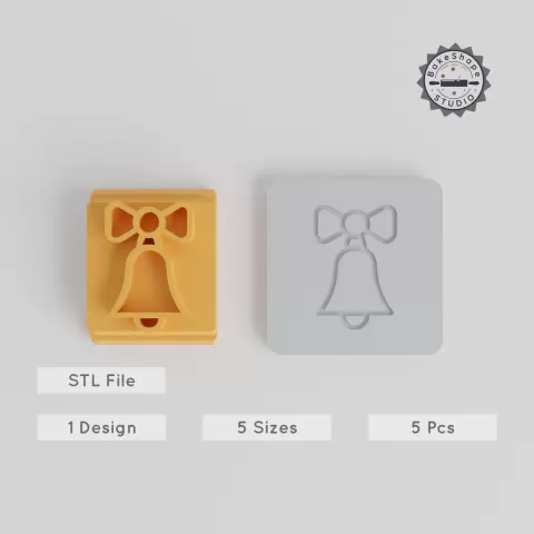 Christmas Bell Stamp Tile Set, 5 Sizes 20-40mm, Perfect for Clay, Cookies & Fondant PRODUCT_4607