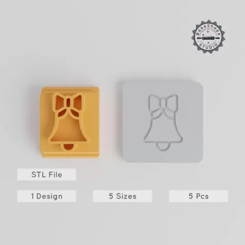 Bell Stamp Tile Collection, 5 Motif Sizes for Clay & Cookies, Ideal for Christmas, Alerts & Celebrations PRODUCT_4559