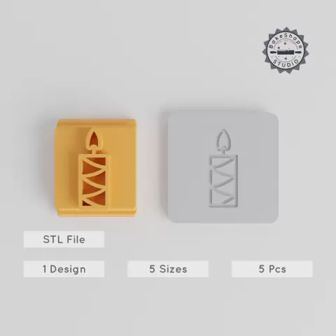 Candle Stamp Tile Set, 5 Motif Sizes 20-40mm, Perfect for Clay, Cookies & Fondant, Ideal for Festive Candle Decorations PRODUCT_4585
