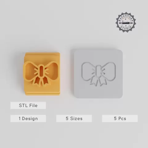 Bow Stamp Tile Set, 5 Sizes Motif, Ribbon Bow to Gift Bow, Perfect for Clay, Cookies & Fondant PRODUCT_4571