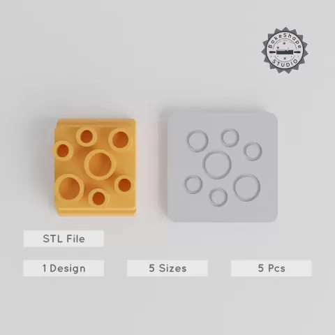 Bubble Stamp Tile Set, 5 Sizes 20-40mm, Clay & Cookie Imprint, Festive Ornament Motif, Perfect for Fondant & Soft Materials PRODUCT_4573