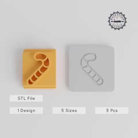 Candy Cane Stamp Tile, 5-Piece Set, Perfect for Clay & Cookies, 5 Sizes: 20-40mm, Festive Holiday Craft Tool PRODUCT_4593