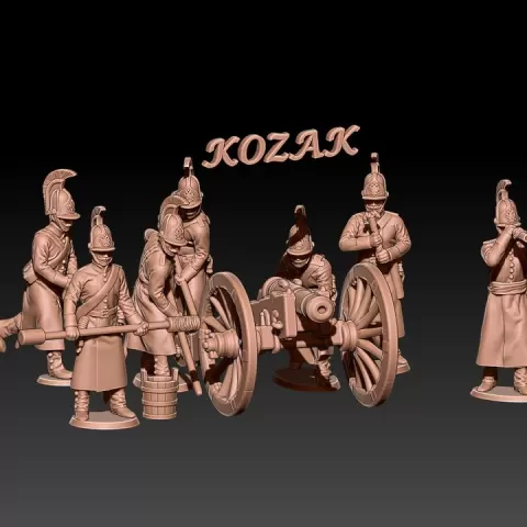 Napoleonic russian horse artillery in greatcoats 1812-14 by Kozak miniatures