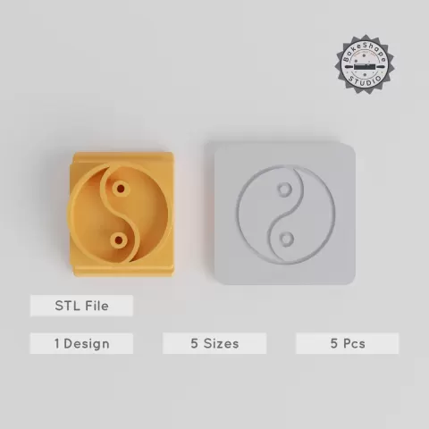 Yin Yang Stamp Tile Set, 5 Sizes, Ideal for Clay, Cookies & Fondant, Harmony Circle Design for Wellness & Balance PRODUCT_4475