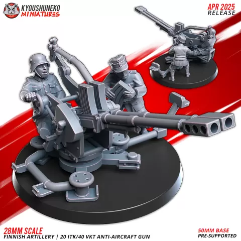 20 ITK 40 VKT Anti-Aircraft Gun | Finnish Artillery ww2 by Kyoushuneko Miniatures