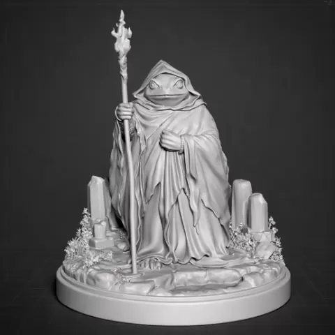 Frog Wizard Miniature STL – DnD Tabletop RPG Character