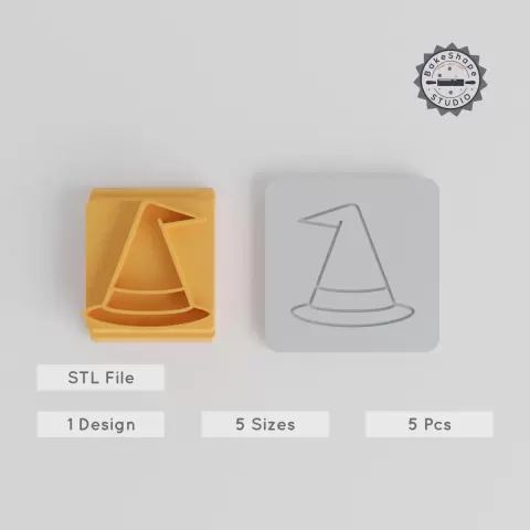 Witch Hat Stamp Tile Bundle, 5 Sizes (20-40mm), Perfect for Clay, Cookies & Fondant, Halloween & Spooky Motif, 3D Print STL PRODUCT_4229
