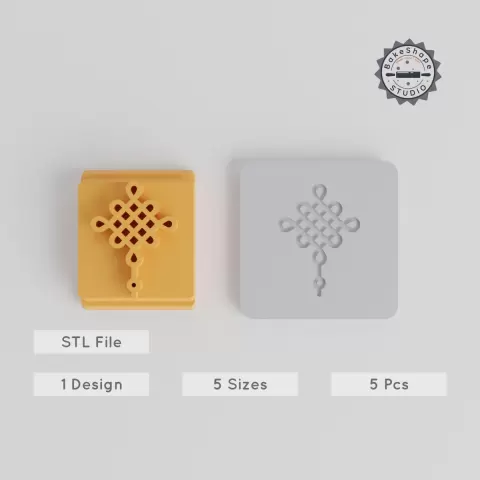 Chinese Knot Stamp Tile Set, 5 Size Pack, Perfect for Clay, Cookie & Fondant Crafting PRODUCT_4436