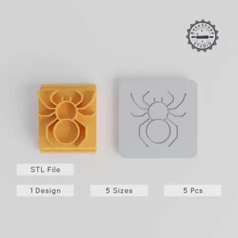 Spider Stamp Tile Set, 5 Sizes, Halloween Theme, Perfect for Clay, Cookies & Fondant PRODUCT_4176
