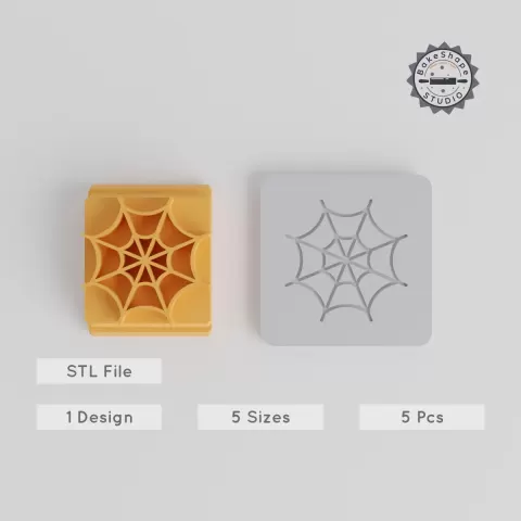 Spiderweb Stamp Tile Set, 5 Sizes, Perfect for Clay, Cookies & Fondant, Halloween Baking & Craft Decor PRODUCT_4184