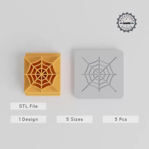 Spiderweb Stamp Tile Set, 5 Sizes, Halloween Party Decoration, Perfect for Clay, Cookies & Fondant, Creepy Web Motif PRODUCT_4178
